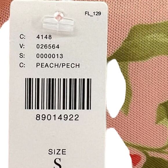 Anthropologie Half-Sleeve Mesh Top Tee Floral Print Peach Pink Red Size Small - Picture 10 of 12